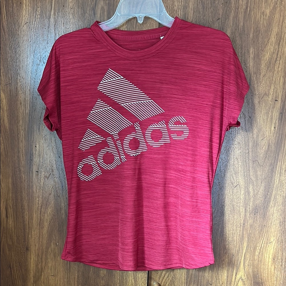 Adidas Red Graphic Crop Tee Short Sleeve